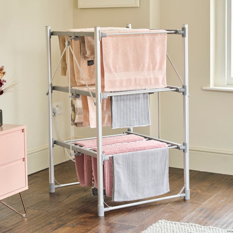 image 1 of Zennox 3 Tier Folding Heated Clothes Airer with Cover