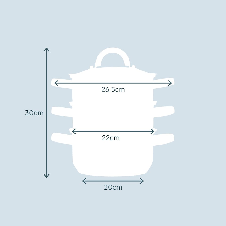 image 1 of Cooks Professional 3 Tier Stainless Steel Steamer Pan - Suitable for All Hobs | Silver | Silver | 20cm | 1