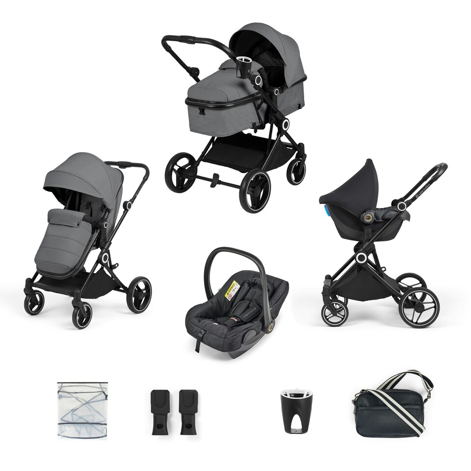 image 1 of Atom 3-in-1 Travel System & Astral Car Seat – Birth to 22kg, Compact, Lightweight and Convertible, Changing Bag, Rain Cover and Cup Holder (Graphite Grey)