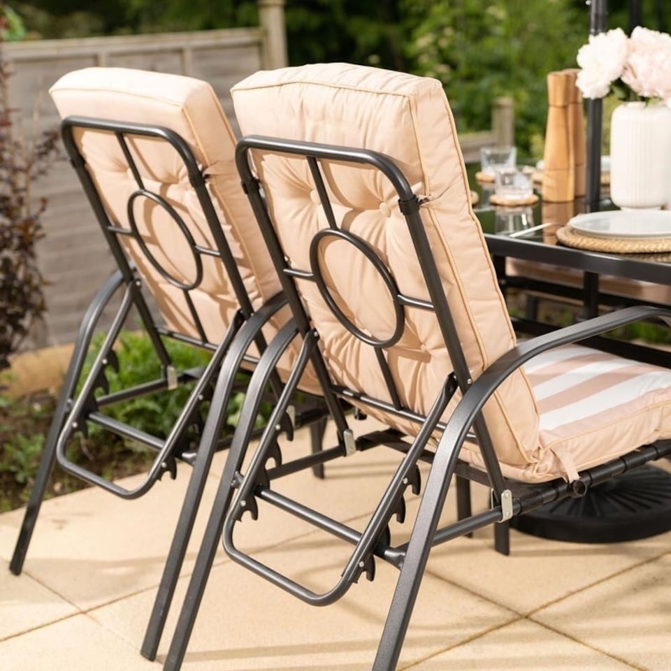image 1 of Hadleigh Reclining 6 Seater Garden Dining And Leisure Furniture Set In Beige