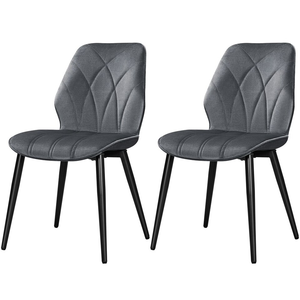 image 1 of Yaheetech Set of 2 Faux Leather Dining Kitchen Chairs Grey | Light Grey