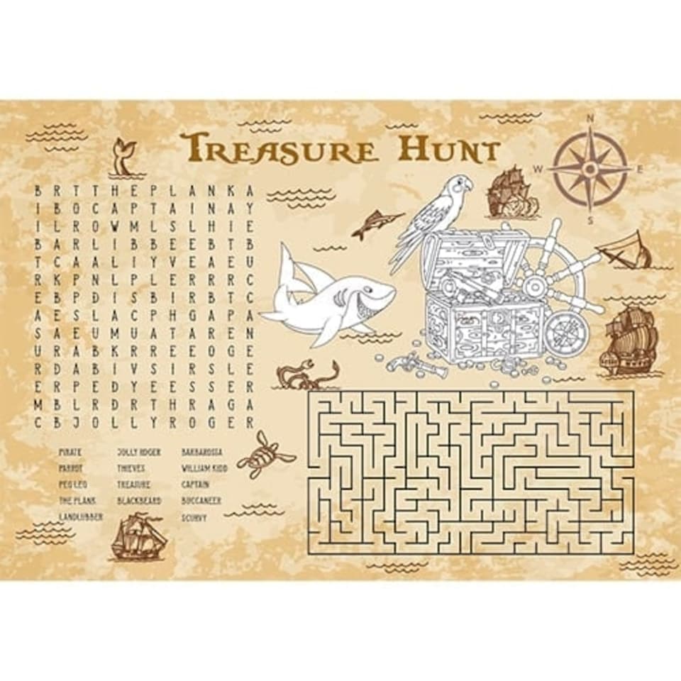 A3 Pirate Kids Activity Placemat Sheet