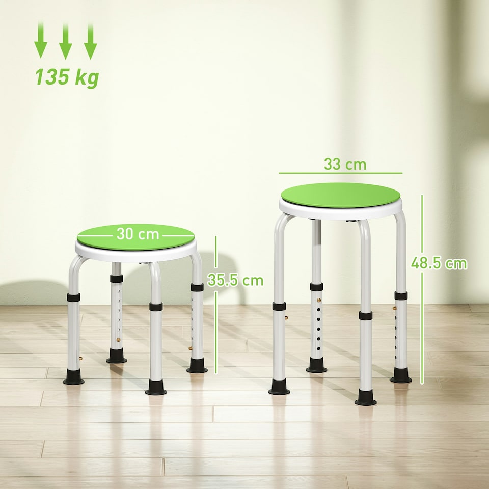 image 1 of HOMCOM 360 Degree Swivel Shower Stool w/ Non-Slip Feet for Disabled Green