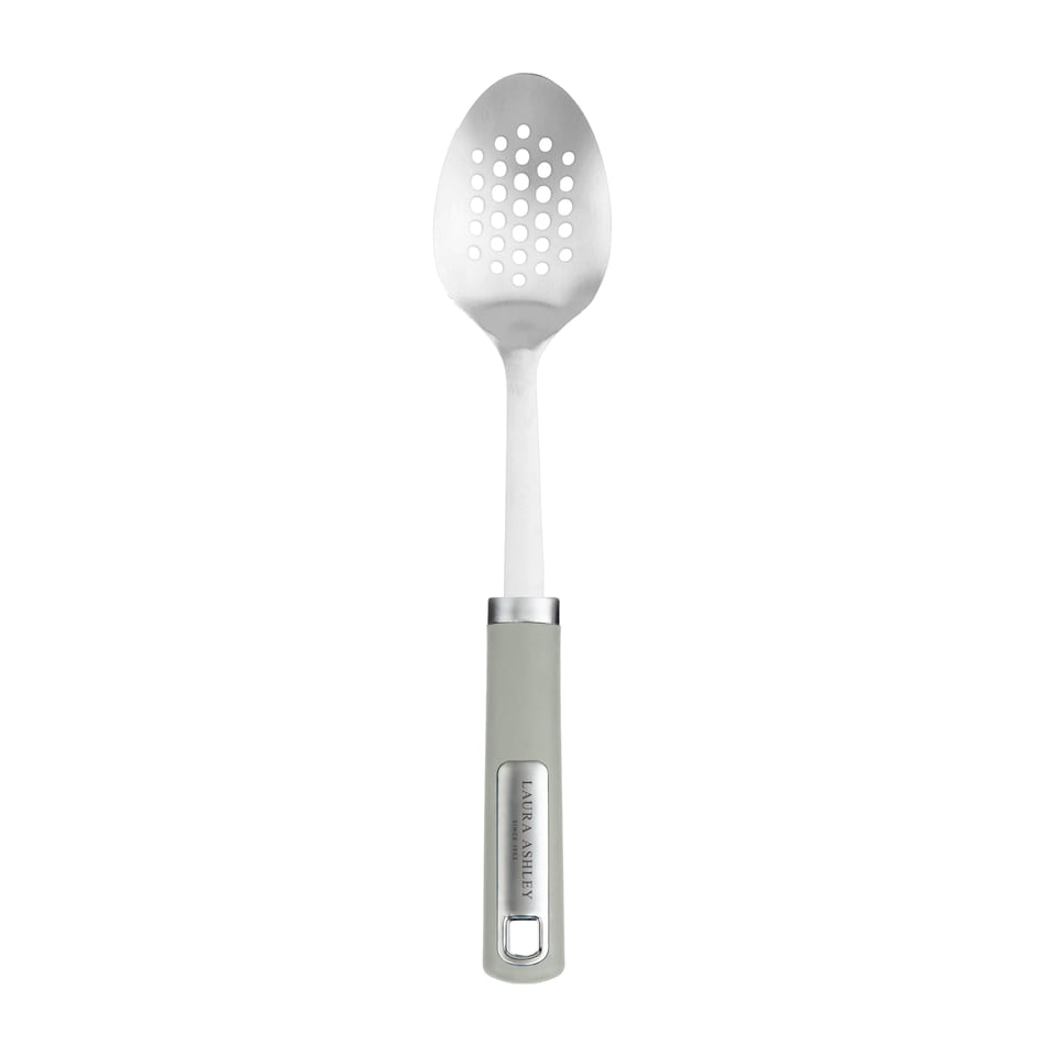 image 1 of Pendeford Sage Leaf 13-Inch Stainless Steel Slotted Spoon with Soft Touch Handle – Sturdy & Easy-to-Clean Cooking Essential