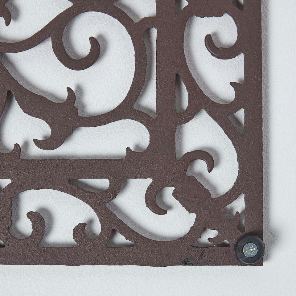 image 1 of Homescapes Cast Iron Door Mat Brown Rectangular Parisian Design