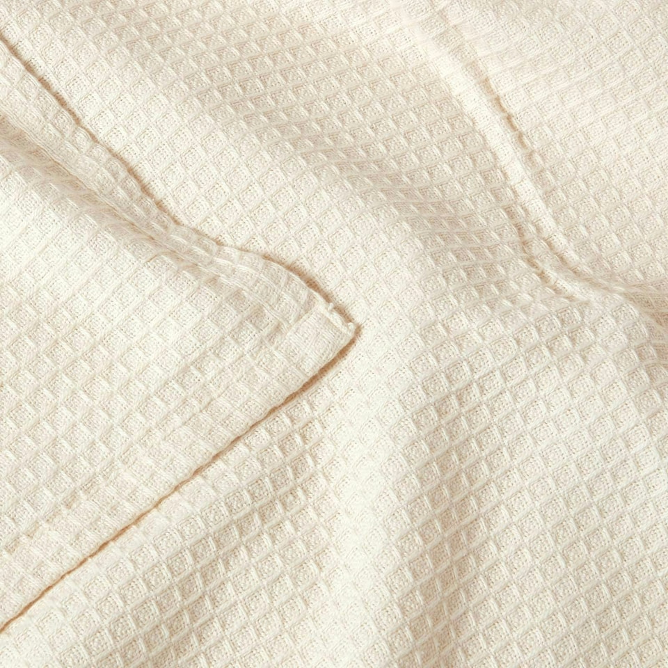 image 1 of Homescapes Organic Cotton Waffle Blanket/ Throw Natural - 228 x 228 cm | Cream