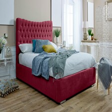 Magenta Ottoman Plush Small Double Bed Frame - Maroon