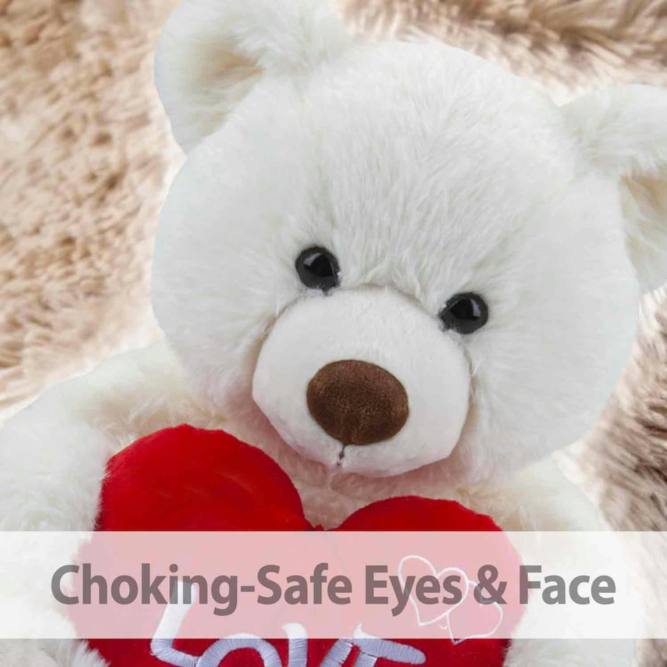 image 1 of Bear Soft Toy Cream 34cm Sitting Bear Plush With Red Love Heart Cuddly Toy