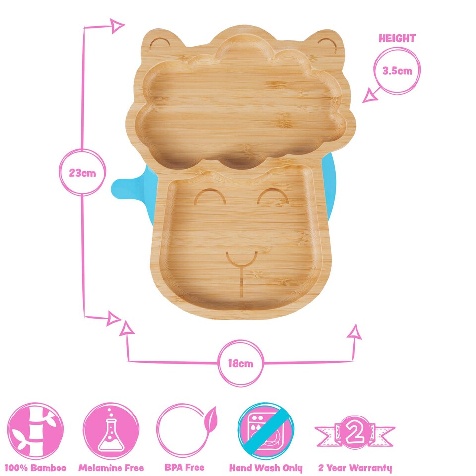 image 1 of Tiny Dining Children's Bamboo Suction Llama Plate - Pink | Pink | Pink