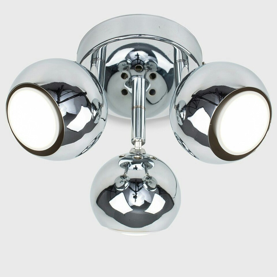 image 1 of ValueLights Retro Silver Chrome 3 Way Round Plate Adjustable Eyeball Ceiling Spotlight