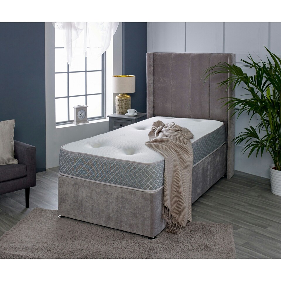 image 1 of Nebraska Tufted Hybrid Mattress - Soft Feel Cool Touch Quilted Sleep Surface | Grey | Small Double