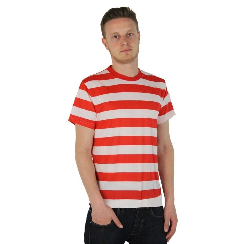 image 1 of Red and White Striped Short Sleeve Top Red | 3XL