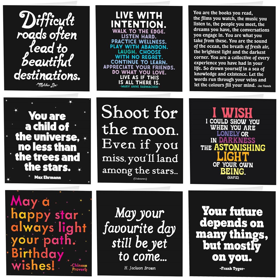 image 1 of Quotable Positive Quotes Greetings Cards 9 Multipack Assorted