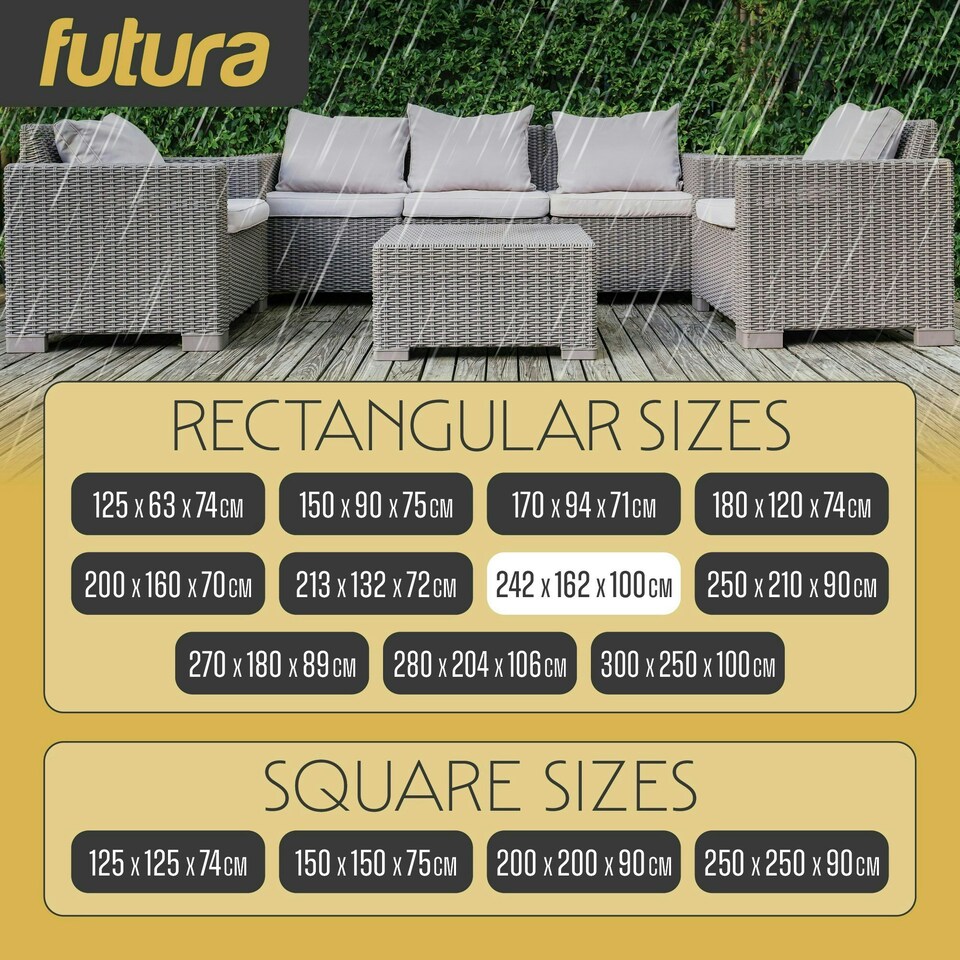 image 1 of Futura Rectangular 242x162x100cm Waterproof Garden Furniture Cover 600D | Black | Black | 242x162x100cm | 1