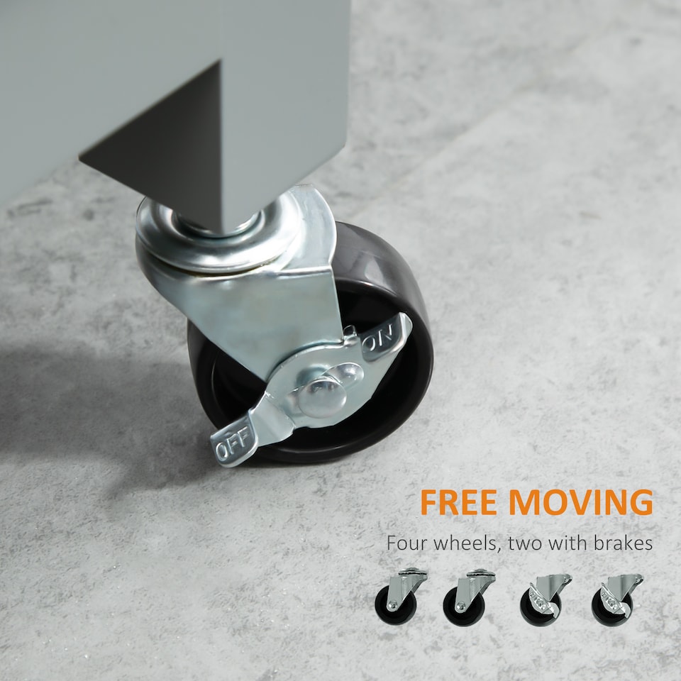 image 1 of HOMCOM Compact Kitchen Trolley Utility Cart on Wheels with Open Shelf & Storage Drawer for Dining Room, Kitchen, Grey