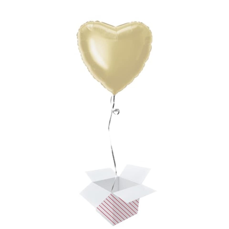 Soft Gold Heart Shape Foil Helium Balloon - Inflated Balloon in a Box