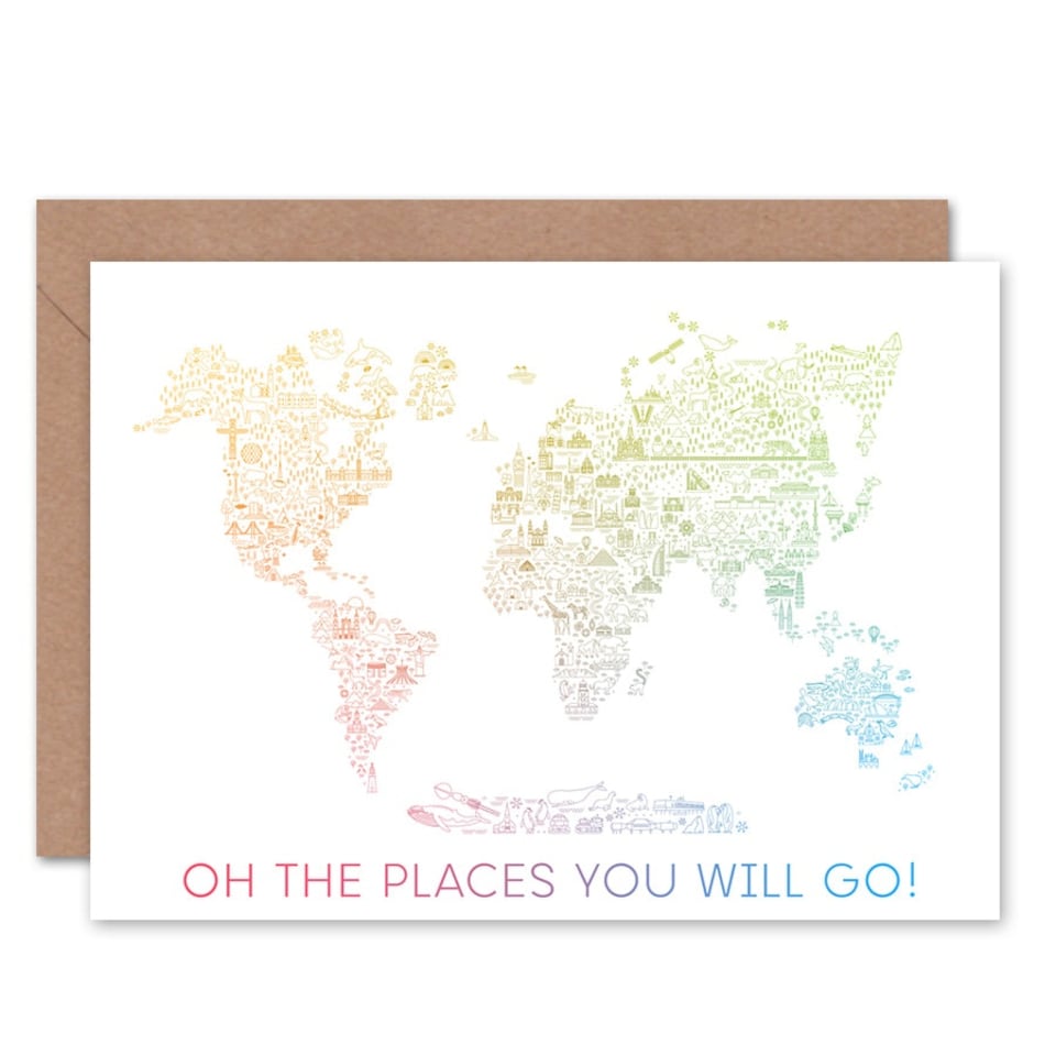 image 1 of Oh Places You Will Go Bon Voyage Travel Art Card