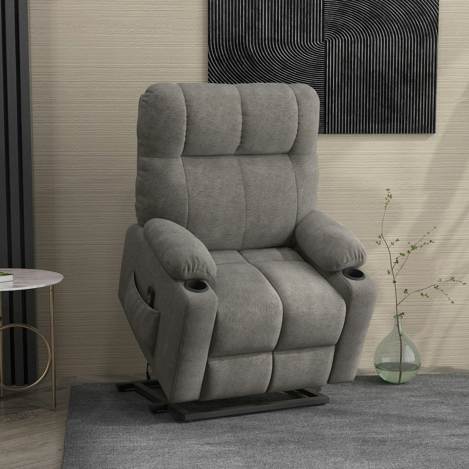 image 1 of HOMCOM Heavy Duty Riser and Recliner Chair Lift Chair for the Elderly, Grey Grey