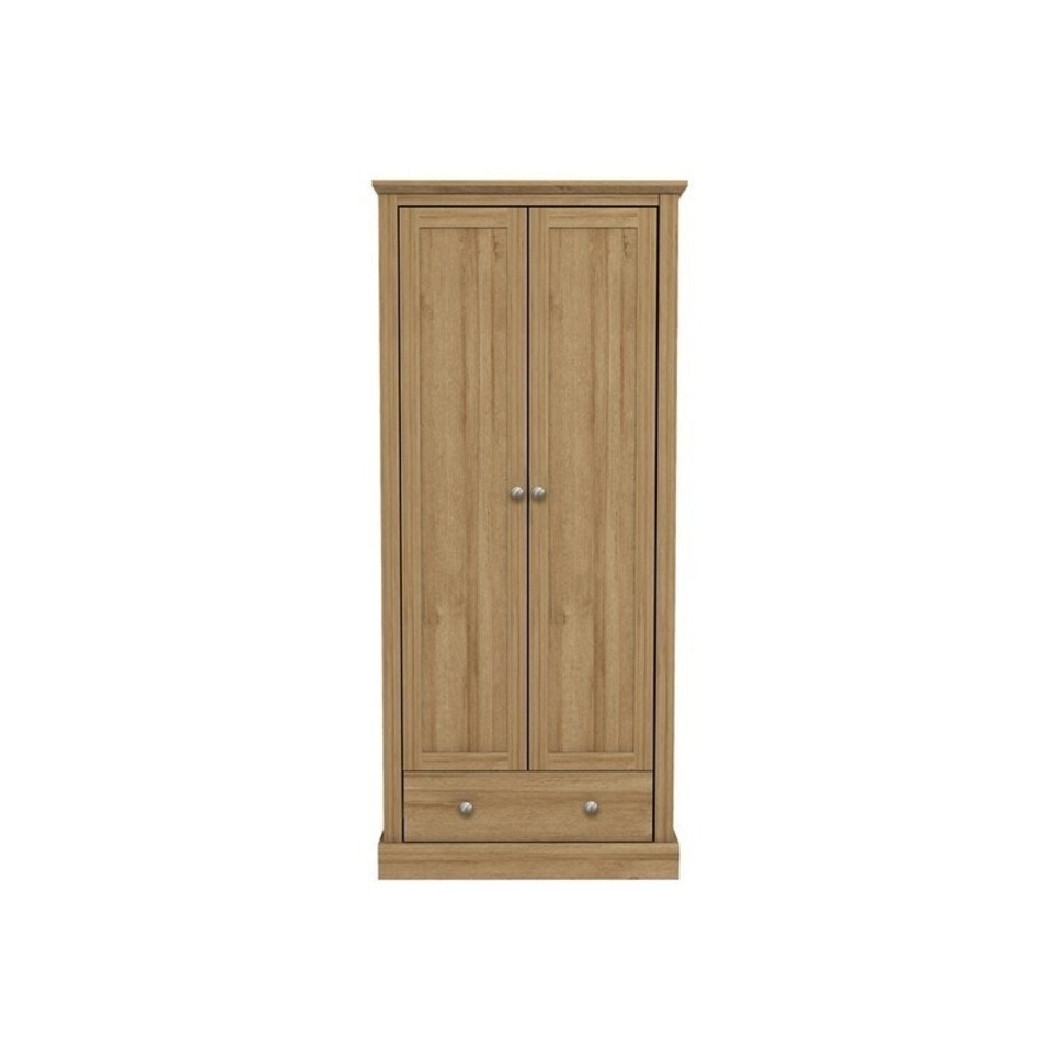image 1 of Devon 2 Door Wardrobe - Particle Board - L56 x W79.7 x H181.5 cm - Oak Brown