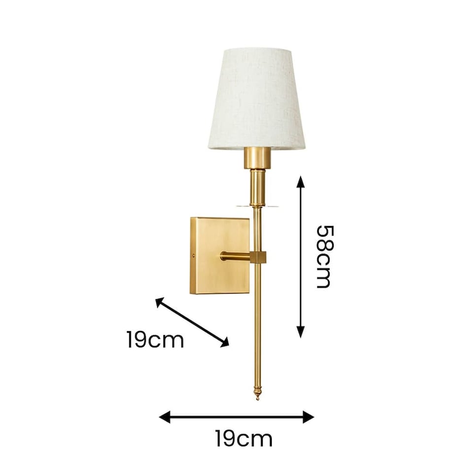 image 1 of ValueLights Kincaid Antique Brass Rechargeable Easy Fit Wall Light | Gold