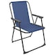image 1 of Harbour Housewares Folding Metal Beach Chair - Matt Black/Navy | Blue | Matt Black/Navy