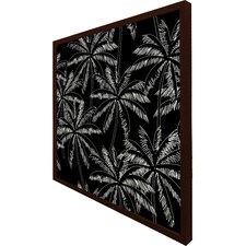 White palm trees on black (Picture Frame) Brown | S