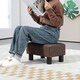image 6 of HOMCOM Chic Linen Fabric Footstool Ottoman Cube with 4 Plastic Legs Brown