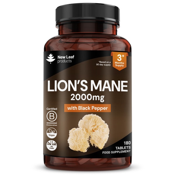 Lions Mane Mushroom 2000mg - 180 High Strength Vegan Tablets