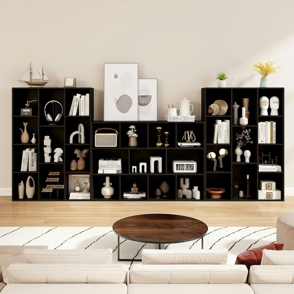 image 1 of COSTWAY 11-Cube Bookcase Geometric Bookshelf Display Cabinet Black
