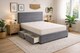 image 3 of Divan Bed Set Headboard and Footboard with Mattress 3ft Single Grey Suede Storage 2 Drawers Right Side Laying in Bed