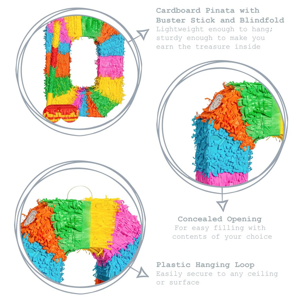 image 1 of Pinatas Number 0 Cardboard Pinata, Stick and Blindfold Set - W35cm x D7.5cm x H50cm - Multi