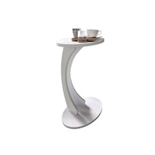C Shaped Sofa Side Table With Wooden Top | White | White | 1