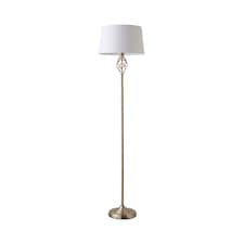 ValueLights Memphis Twist Silver Floor Lamp White Taper Shade