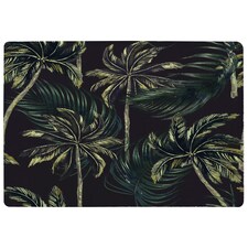 Green Palm on Black (Rug) Green | Medium: 80x150cm