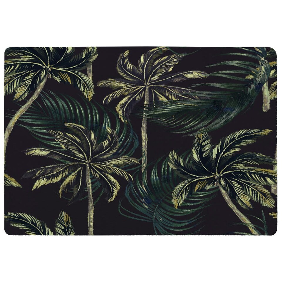 image 1 of Green Palm on Black (Rug) Green | Medium: 80x150cm