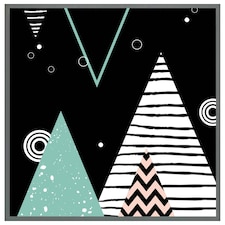 Triangles, circles & zig zag patterns (Picutre Frame) Grey | L