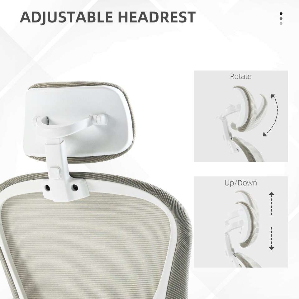 image 1 of Vinsetto Mesh Office Chair with Headrest, 4D Lumbar Support, Flip-up Arm