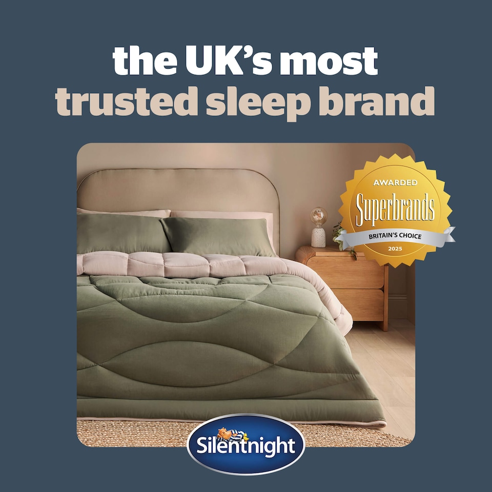 image 1 of Silentnight Coverless Duvet and Pillowcase Set, Washed Effect, Reversible - Green Natural | Green | Natural Reverse