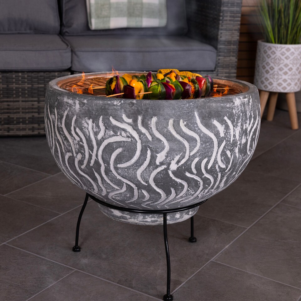 image 1 of CHARLES BENTLEY SNUG Toledo Clay BBQ Firepit with Grill