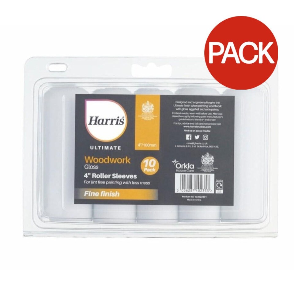 image 1 of Harris Ultimate Woodwork Gloss Sleeve (Pack of 10) - White - One Size