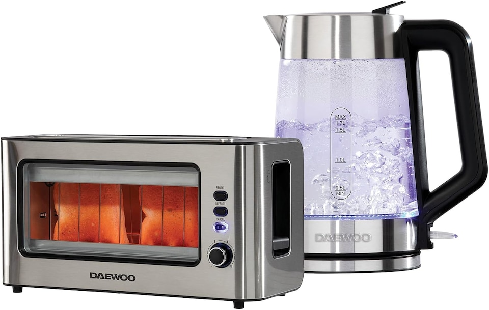 image 1 of Daewoo Glass Kettle And Toaster Set 1.7L 2 Slice