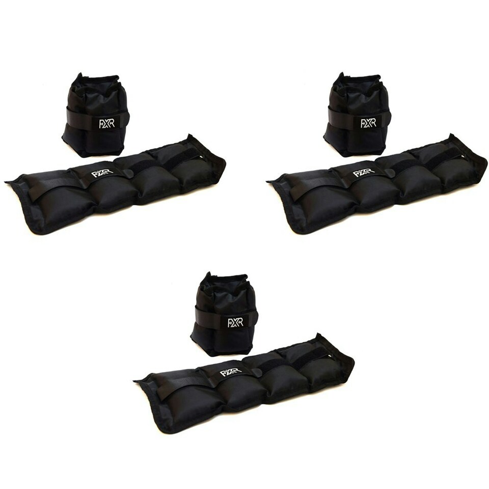 Set Of 3 Pairs Of Ankle Weights - 0.5kg, 1.5kg & 2.5kg | Black