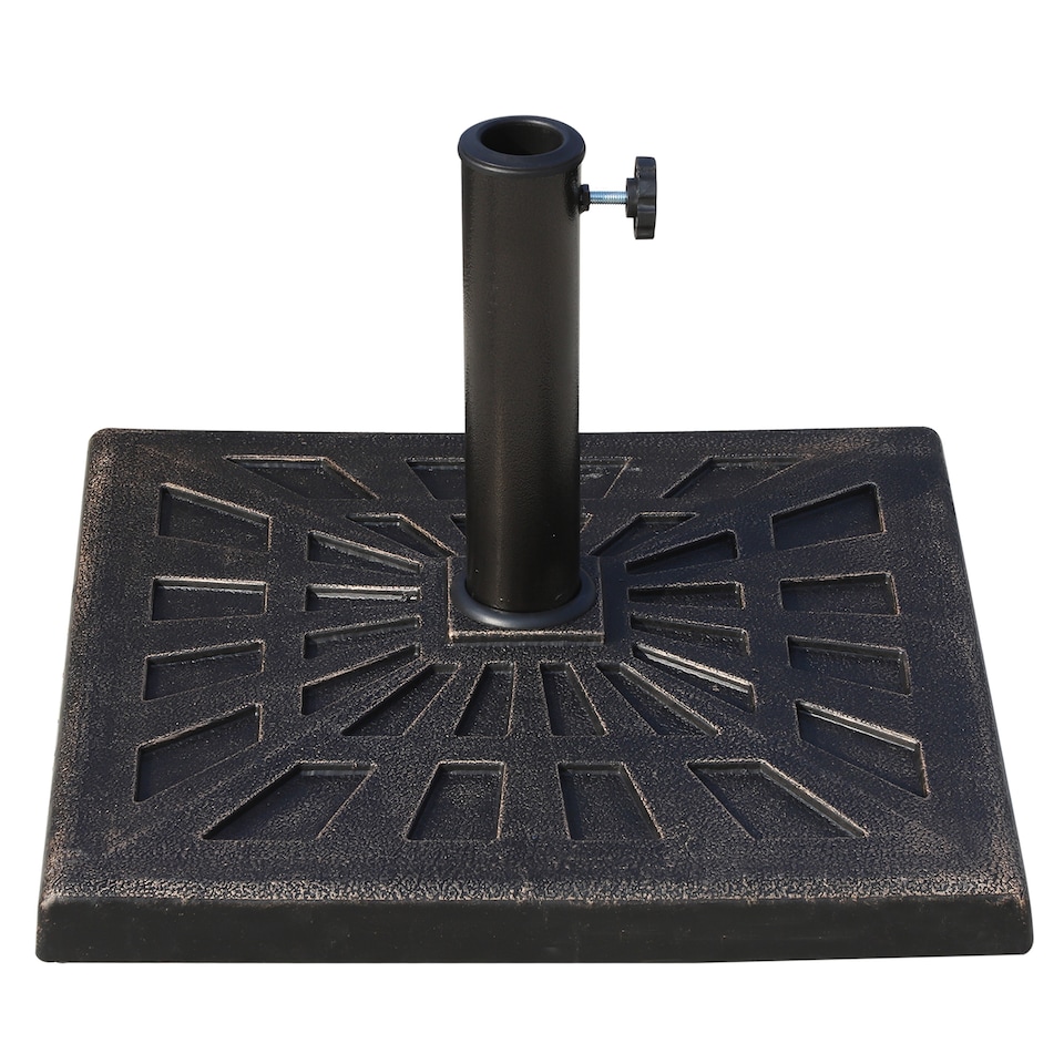 image 1 of 15KG Outsunny Garden Patterned Umbrella Stand Holder Parasol Base Stand 15kg | Bronze | Bronze