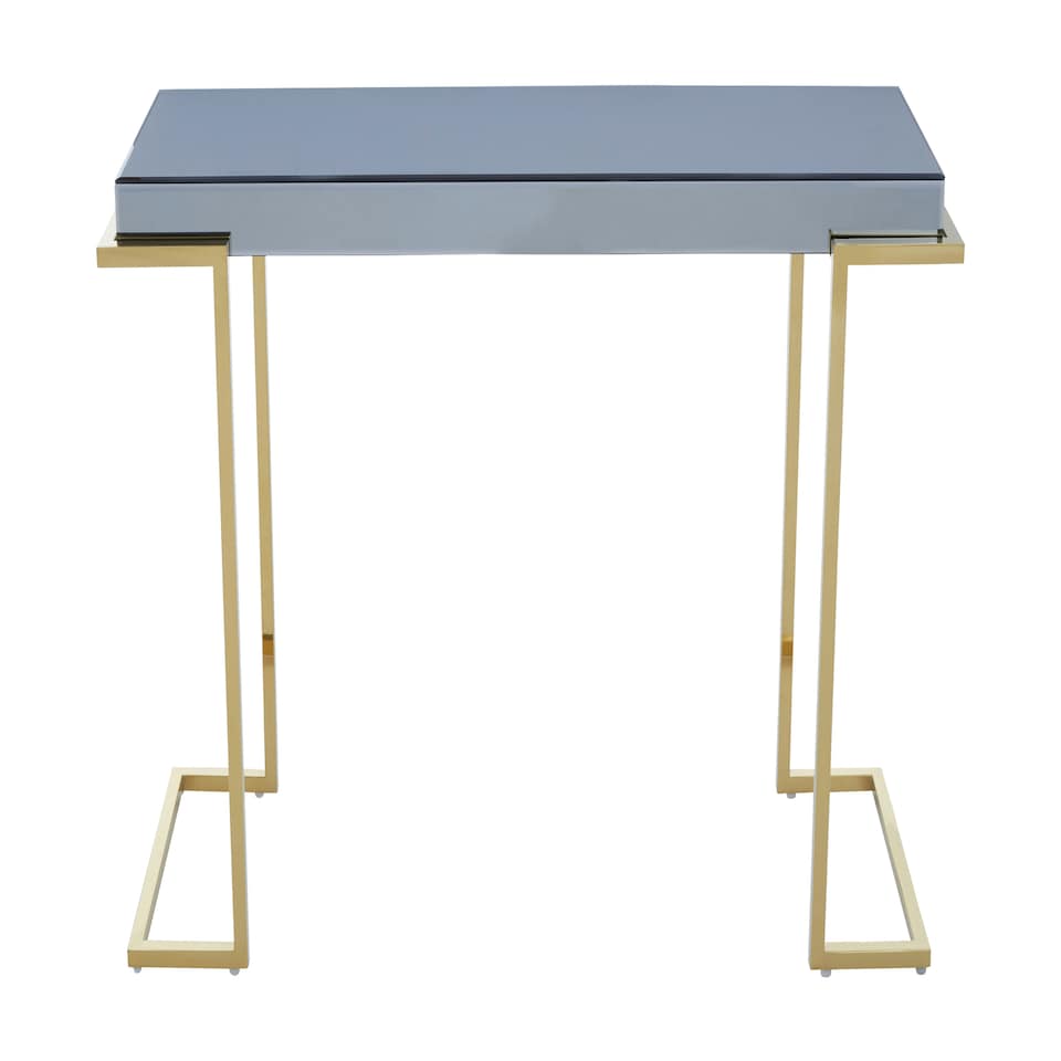 image 1 of Interiors by Premier Luxe Console Table, Modern Lounge Table With C-Shaped Base, Metallic Decorative Table, Outdoor Patio Table Grey