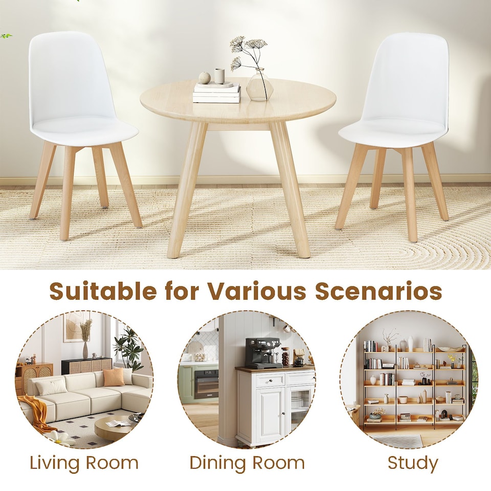 image 1 of COSTWAY Modern Dining Chairs Set of 2 Armless Kitchen Chairs-White