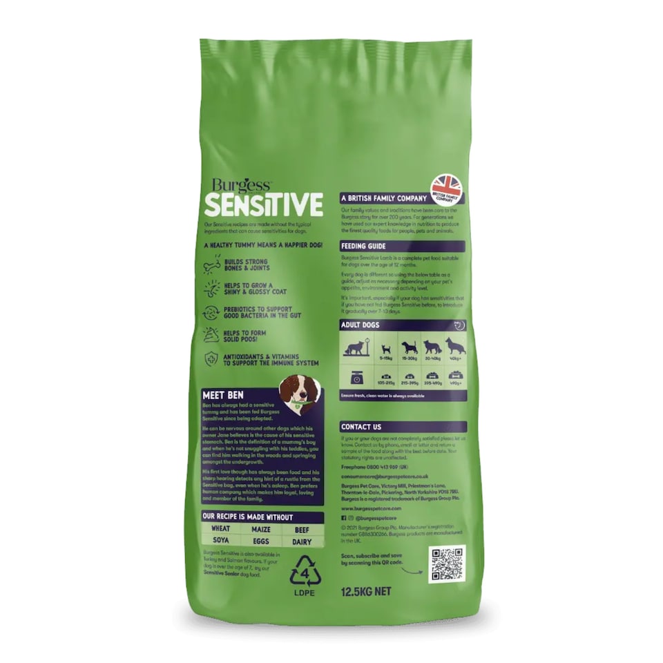 image 1 of Burgess Sensitive Adult Dog Food With Lamb And Rice - 2KG