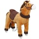 image 1 of AIYAPLAY Ride On Horse, Plush Animal Walking Horse Toy with Wheels, Brown