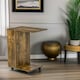 image 1 of Industrial Brown C Shaped Side Table With Storage & Wheels Brown