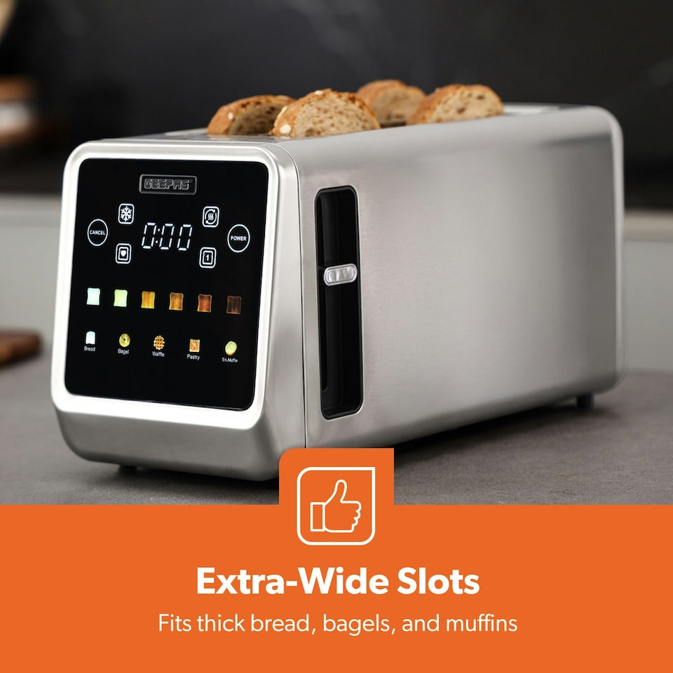 image 1 of GEEPAS 4 Slice Long Toaster & Electric Kettle Set | Multi