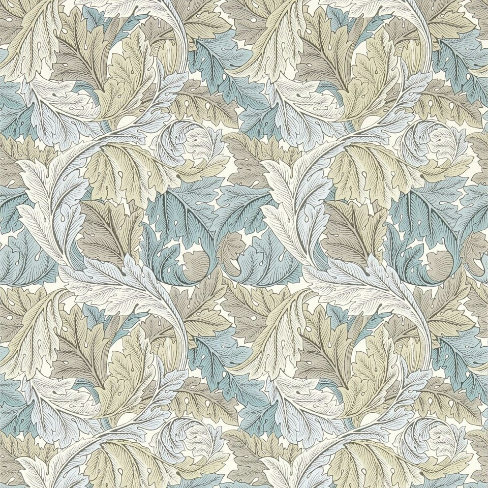 image 1 of Clarke & Clarke Acanthus Wallpaper - Slate Blue/Dove - 10m x 0.5m Blue